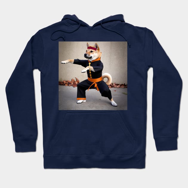 Karate Shiba Inu Hoodie by Bee's Pickled Art